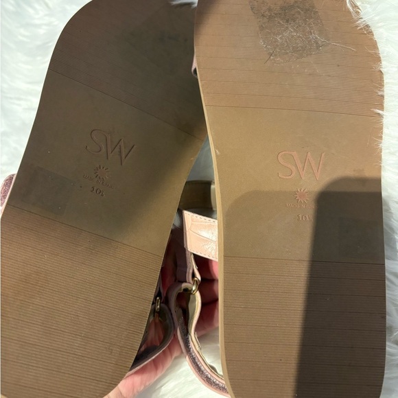 Stuart Weitzman Vail Croc Leather Slingback Sandals Pink NEW Women’s Size 10 - Picture 5 of 8